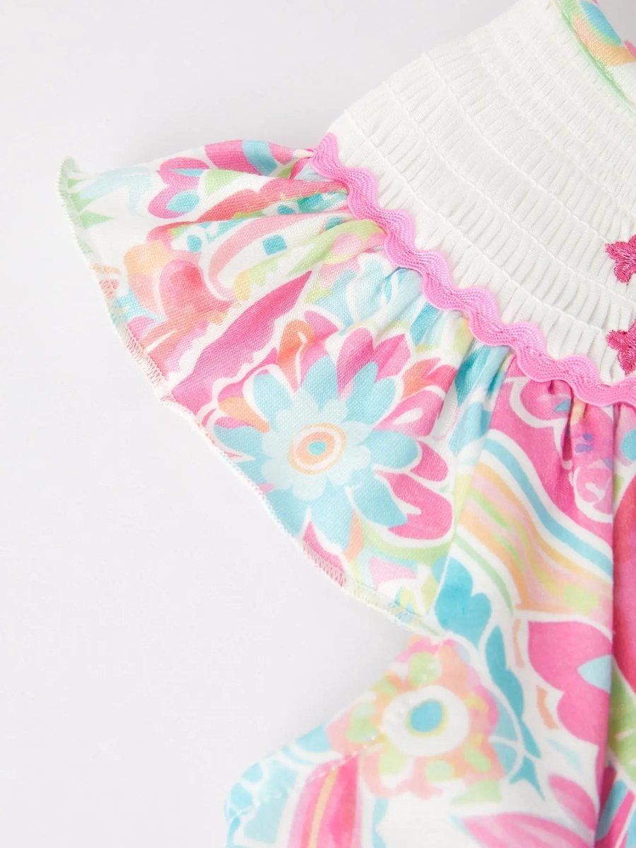 Rylee Faith Designs Easter Cross Smocking Embroidery Baby Girl Dress - Everetts Place Boutique - 