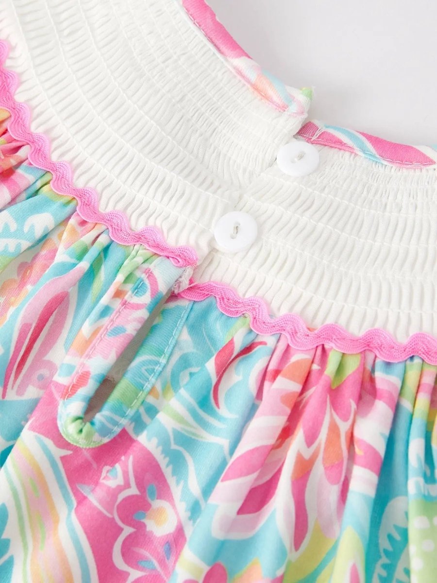 Rylee Faith Designs Easter Cross Smocking Embroidery Baby Girl Dress - Everetts Place Boutique - 