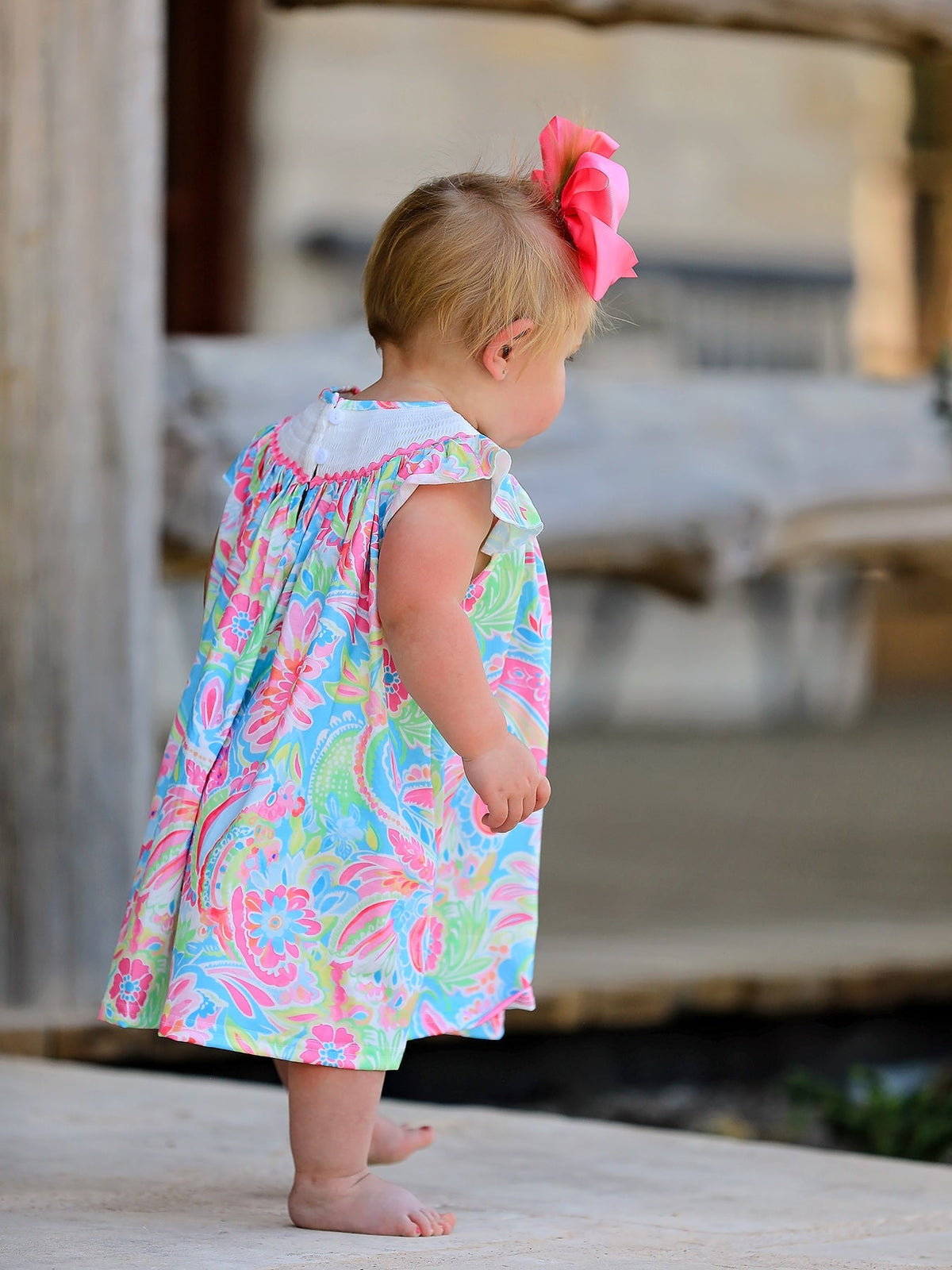 Rylee Faith Designs Easter Cross Smocking Embroidery Baby Girl Dress - 