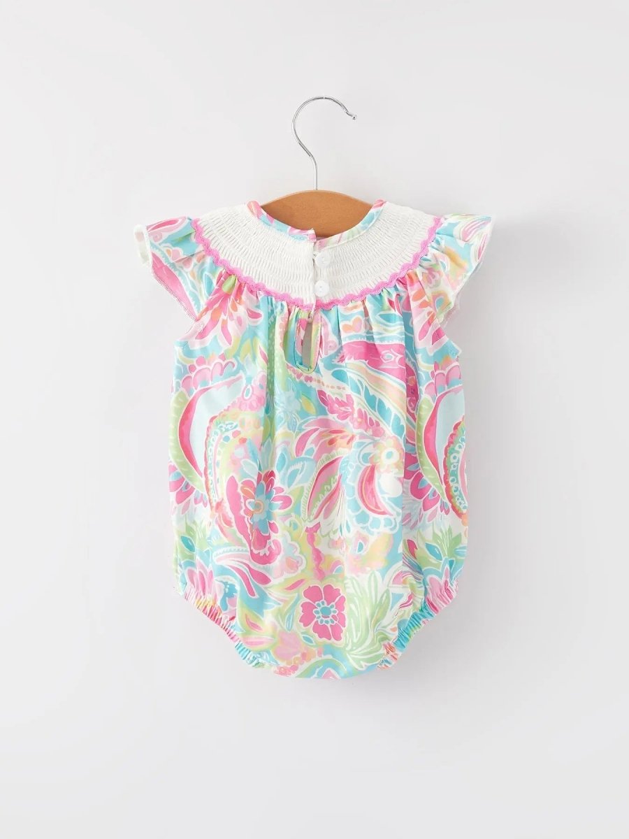 Rylee Faith Designs Easter Cross Smocking Embroidery Baby Girl Romper - Everetts Place Boutique - 