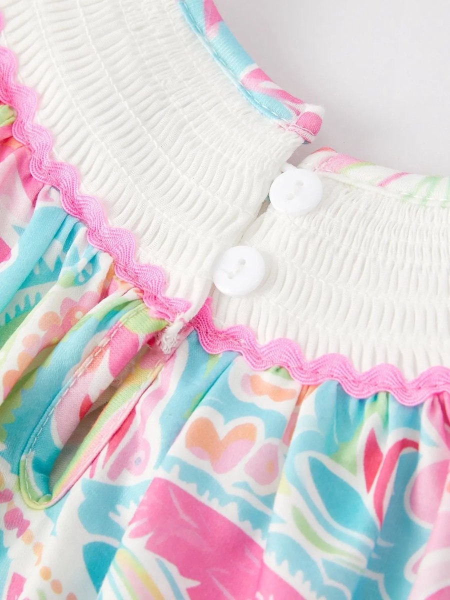 Rylee Faith Designs Easter Cross Smocking Embroidery Baby Girl Romper - Everetts Place Boutique - 