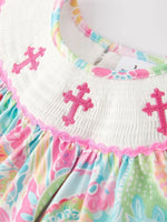 Rylee Faith Designs Easter Cross Smocking Embroidery Baby Girl Set - Everetts Place Boutique - 