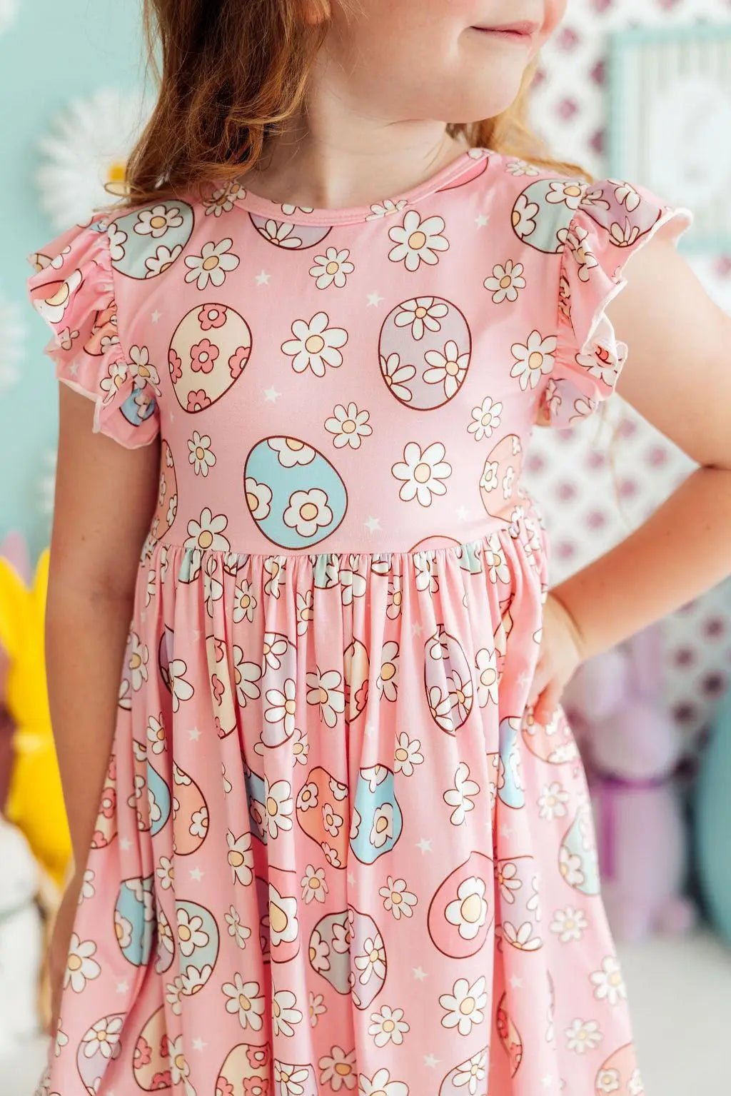 Mila & Rose ® Easter Egg Hunt Flutter Sleeve Twirl Dress - 