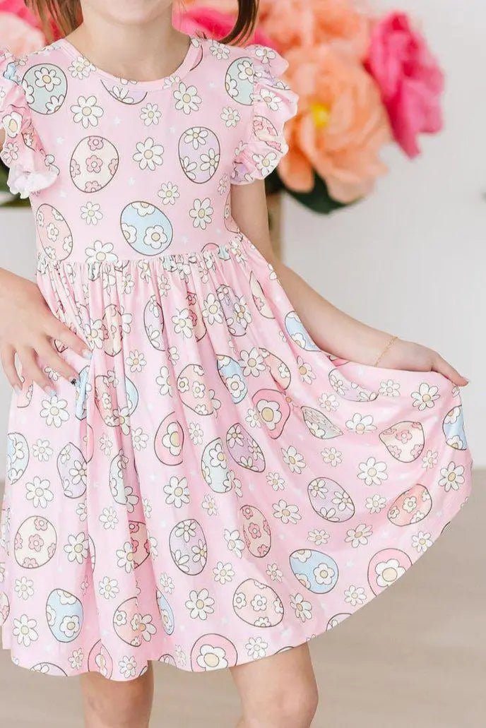 Mila & Rose ® Easter Egg Hunt Flutter Sleeve Twirl Dress - 