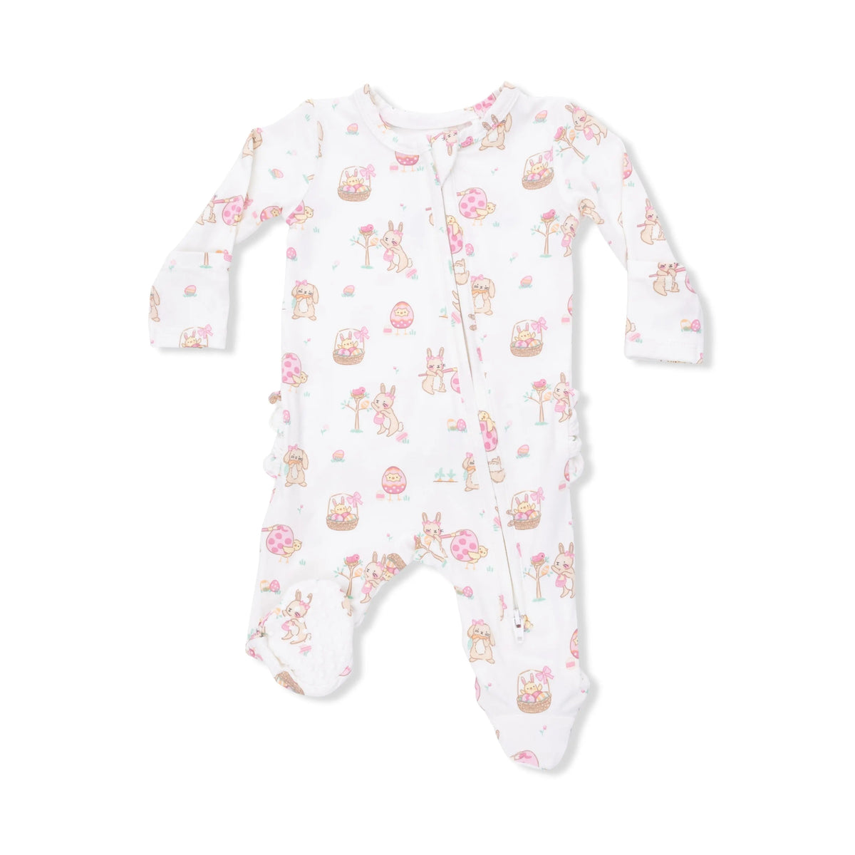 Angel Dear Easter Egg Hunt Pink - 2 Way Ruffle Back Zipper Footie - 