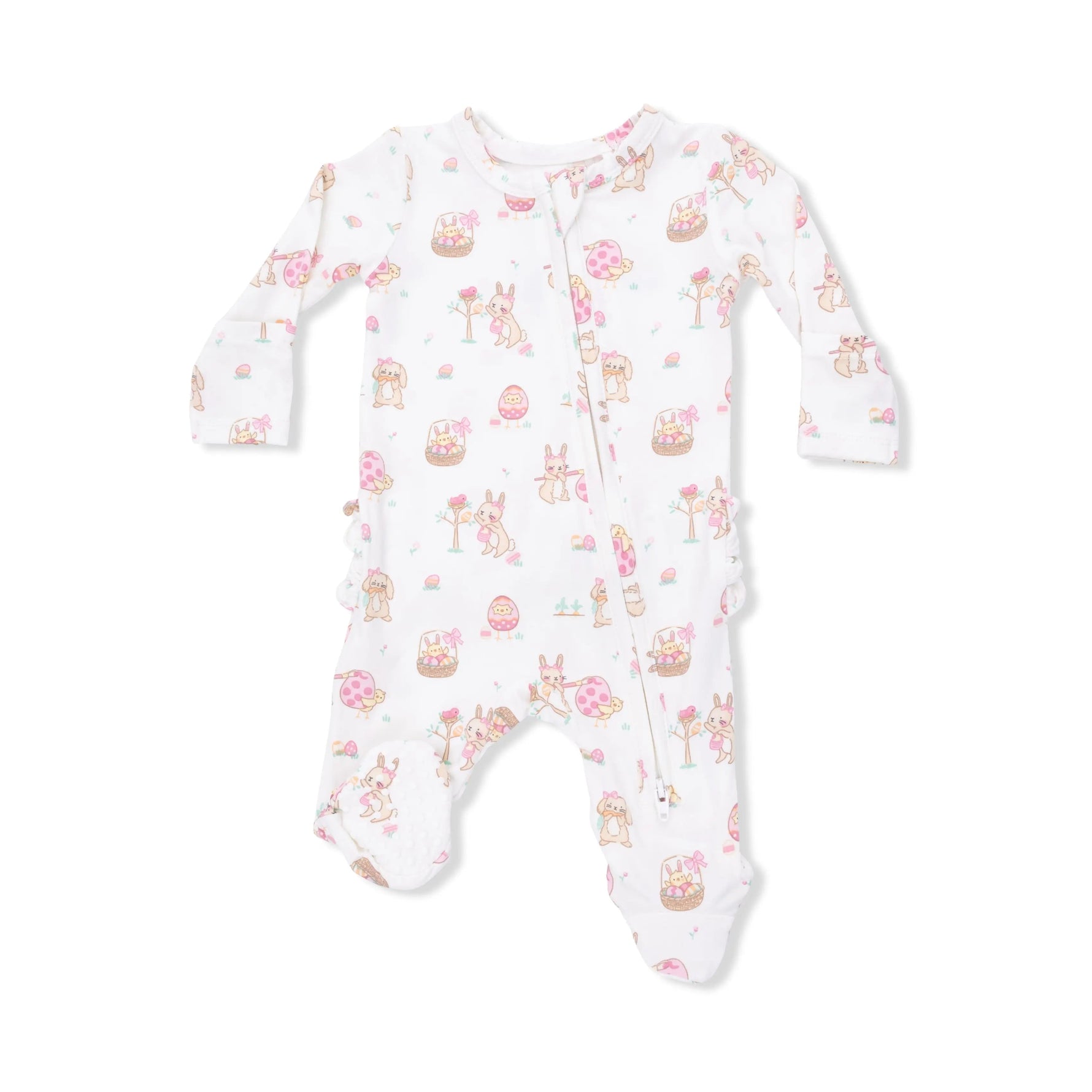 Angel Dear Easter Egg Hunt Pink - 2 Way Ruffle Back Zipper Footie - 