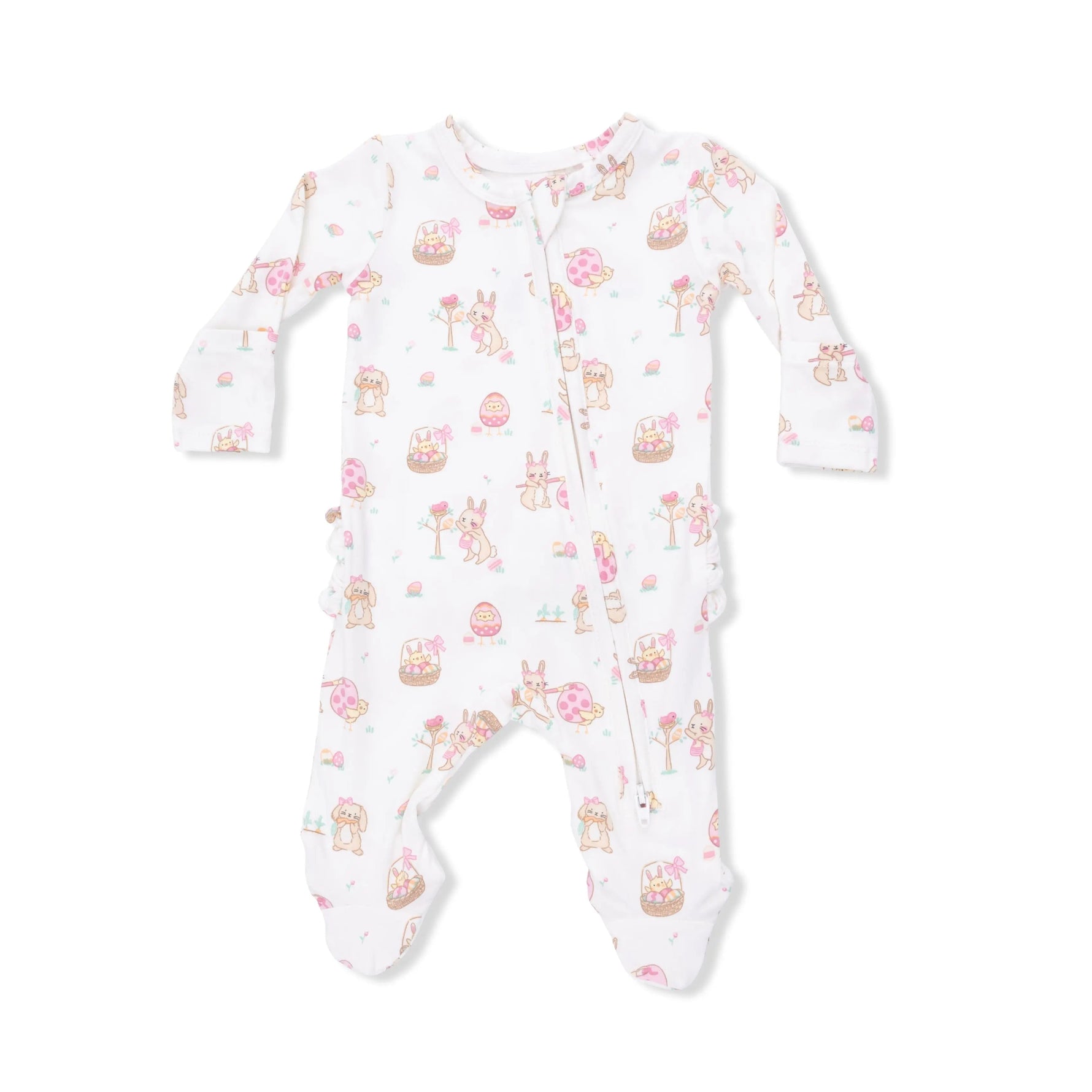 Angel Dear Easter Egg Hunt Pink - 2 Way Ruffle Back Zipper Footie - 