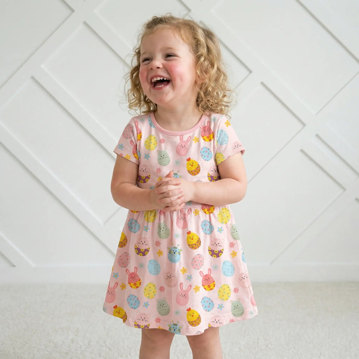 Bestaroo Easter Parade Short Sleeve Bamboo Dress With Heart Pattern for Baby and Toddler - 