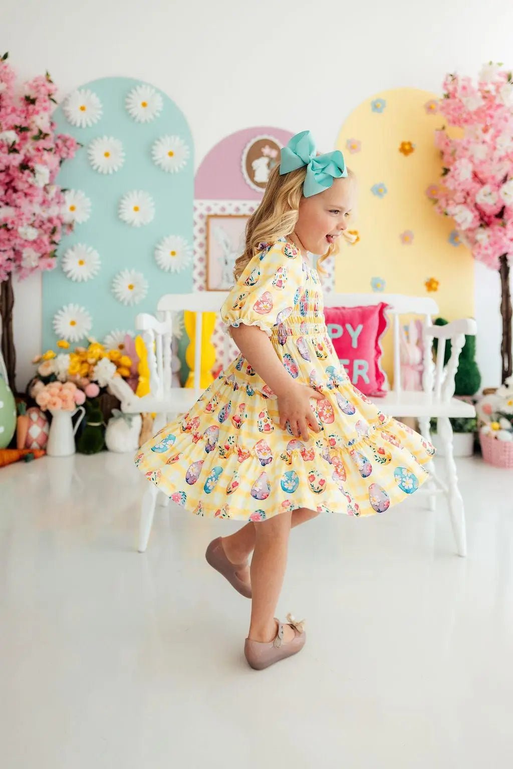 Mila & Rose ® Easter Picnic Smocked Ruffle Dress - 