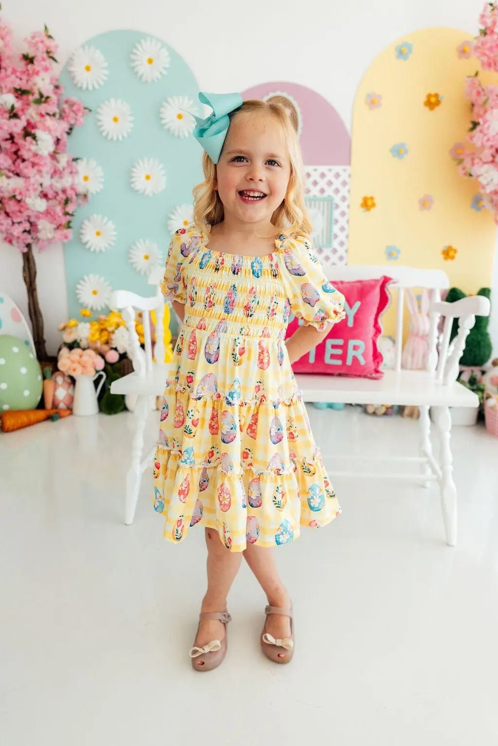 Mila & Rose ® Easter Picnic Smocked Ruffle Dress - 