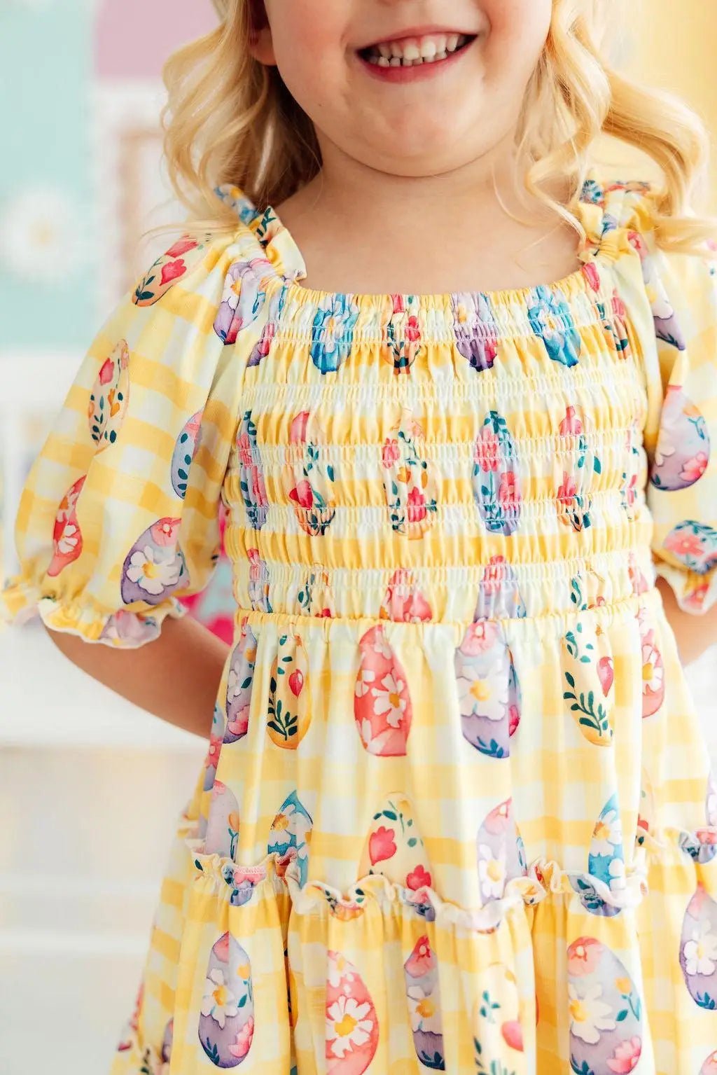 Mila & Rose ® Easter Picnic Smocked Ruffle Dress - 