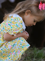 Rylee Faith Designs Easter Yellow Chick Embroidery Floral Girl Dress Petal Collar - 