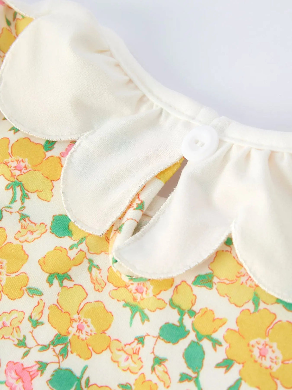 Rylee Faith Designs Easter Yellow Chick Embroidery Floral Girl Dress Petal Collar - 