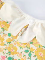 Rylee Faith Designs Easter Yellow Chick Embroidery Floral Girl Dress Petal Collar - 