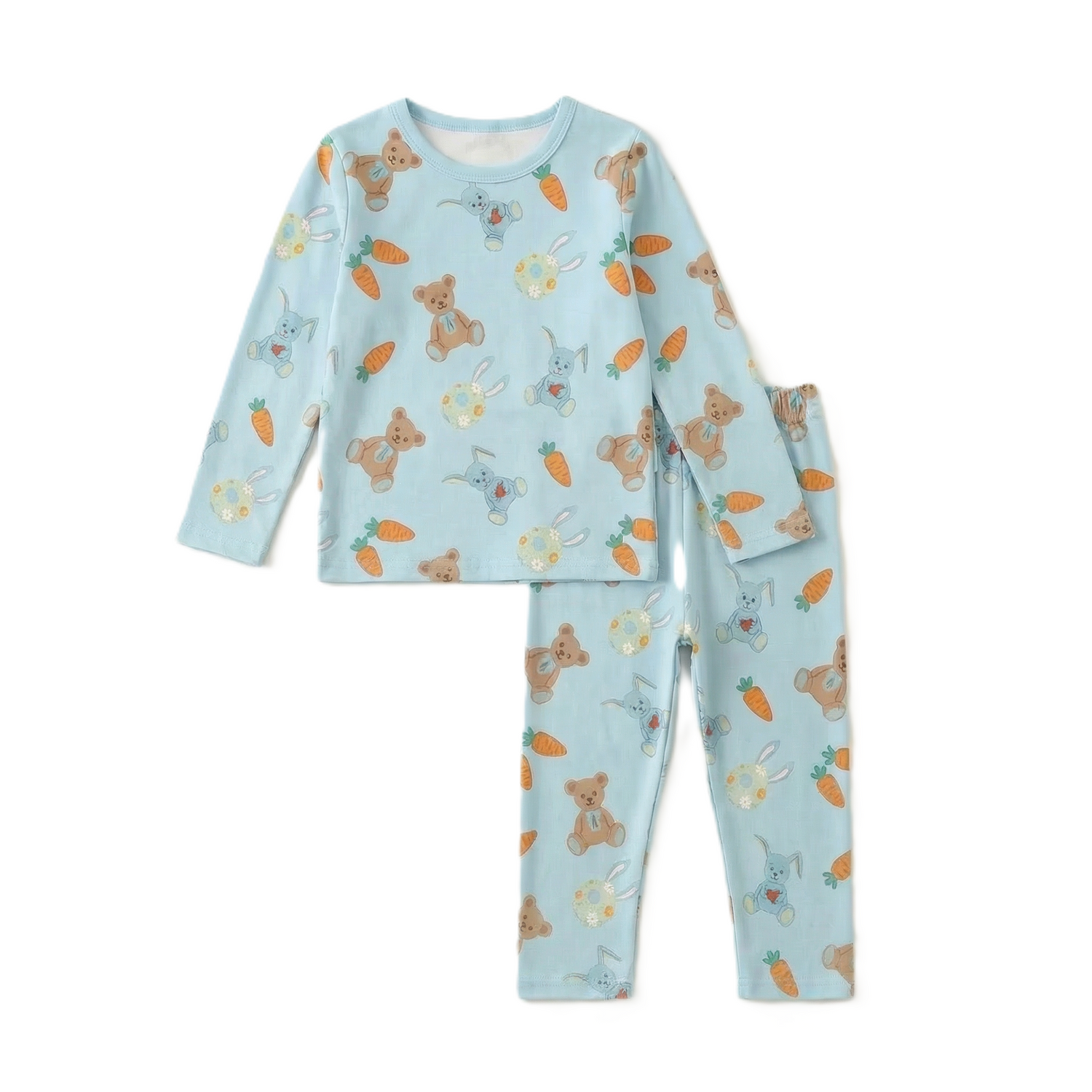 Long sleeve baby pajamas with an all-over carrot print