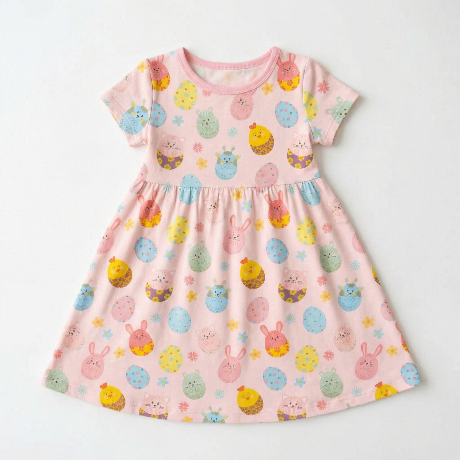 Silky Bamboo Short Sleeve Dress - Heart Pattern