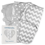 Comfy Cubs Easy Swaddle Blankets in Grey, Pack of 3 - 