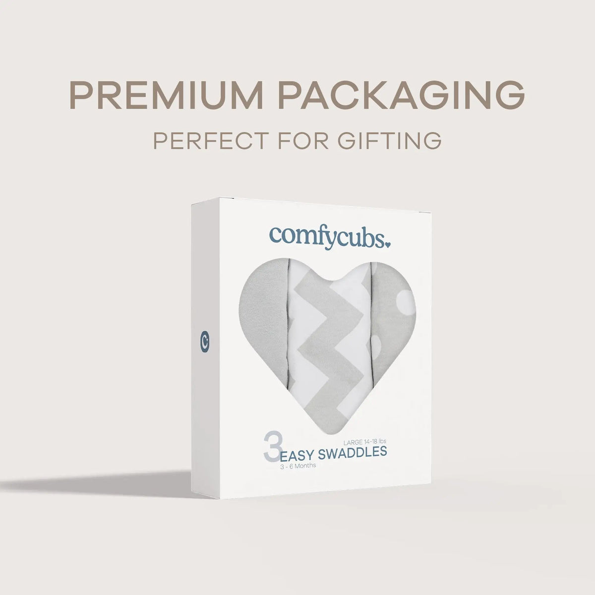 Comfy Cubs Easy Swaddle Blankets in Grey, Pack of 3 - 