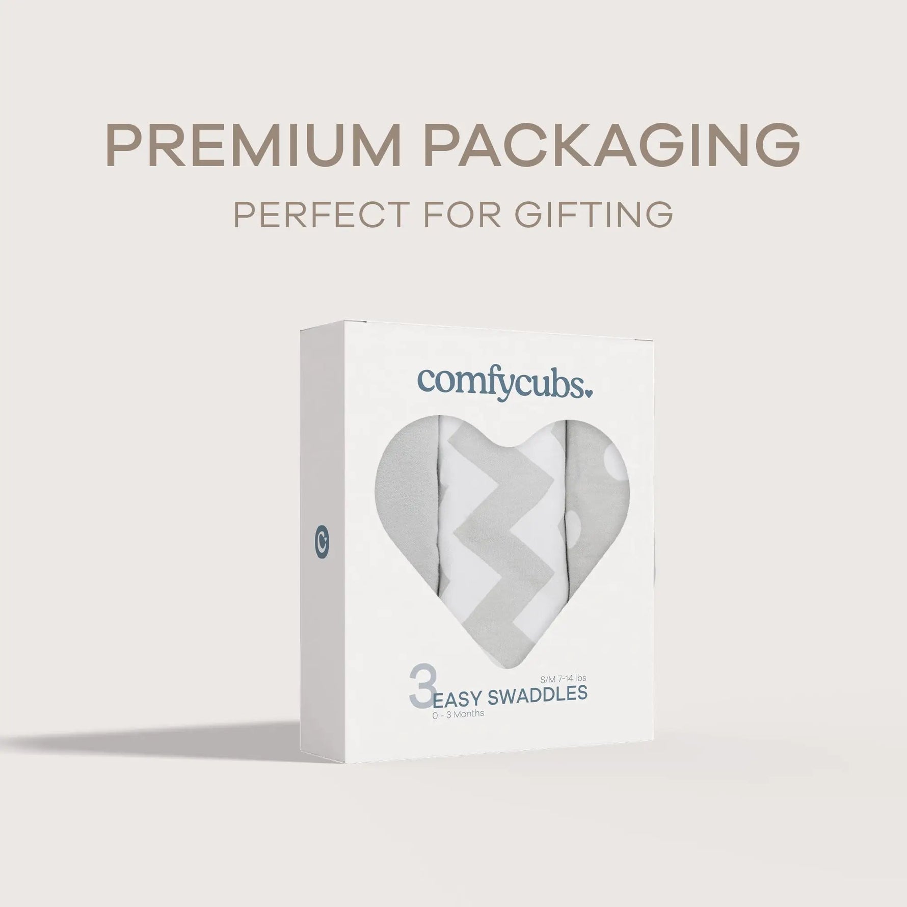 Comfy Cubs Easy Swaddle Blankets in Grey, Pack of 3 - 