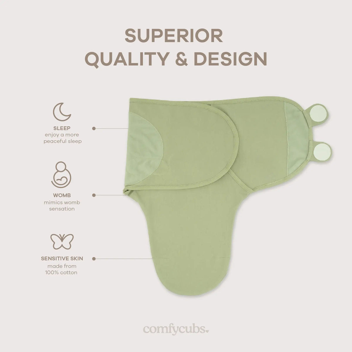 Comfy Cubs Easy Swaddle Blankets in Stone, Sage, Azul, Pack of 3 - 