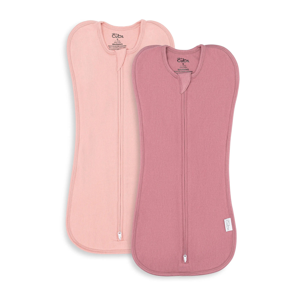 Comfy Cubs Easy Zipper Swaddle Blankets in Blush, Mauve - 