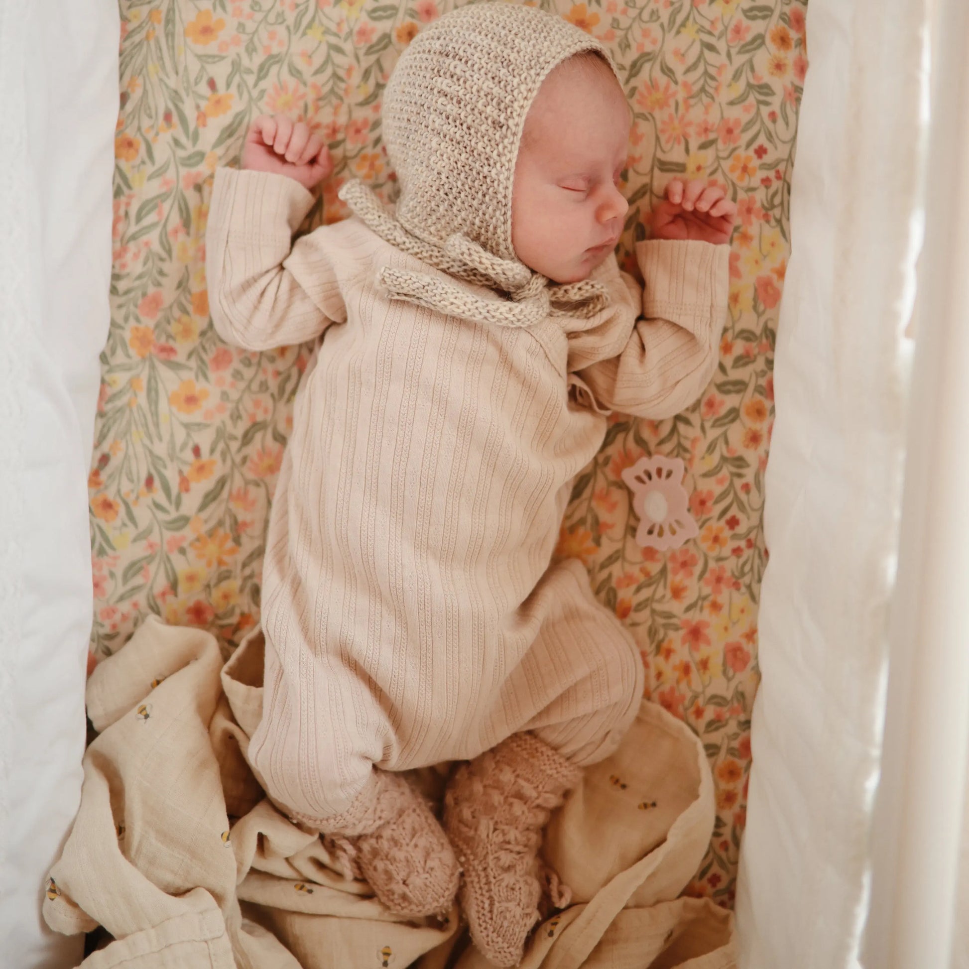 Mini Muslin Crib Sheet 100 Percent Cotton Extra Soft Breathable Fabric Full Elastic Edges Pre-Washed For Softness Mushie