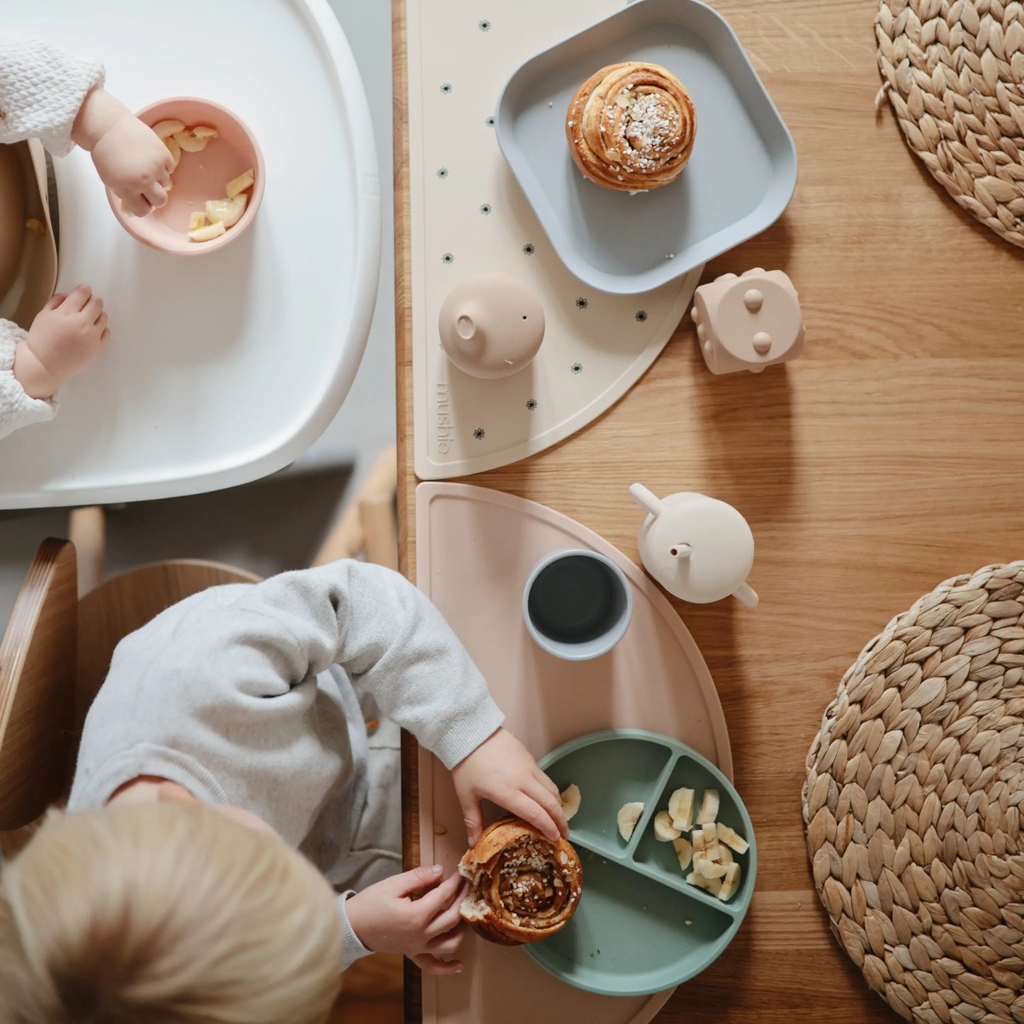 Square Dinnerware Plates for Babies BPA-Free Plastic Microwave and Dishwasher Safe Made in Denmark Mushie