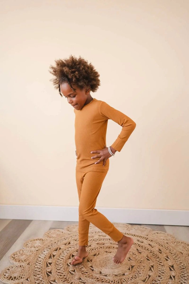 Eco-Friendly Bamboo Pajama Set with Ribbed Texture for Kids - Everetts Place
