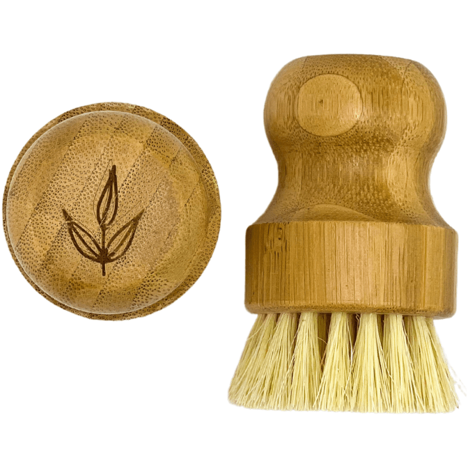 MamaSuds Eco - Friendly Bamboo Pan Brush with Natural Sisal Bristles for Sustainable Cleaning - 