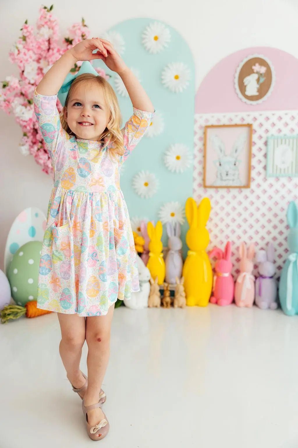 Mila & Rose ® Egg - stra Cute 3/4 Sleeve Pocket Twirl Dress - 