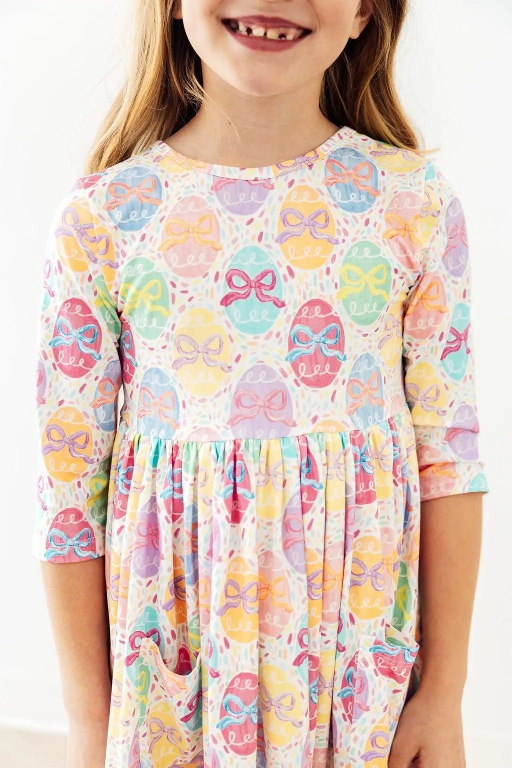 Mila & Rose ® Egg - stra Cute 3/4 Sleeve Pocket Twirl Dress - 