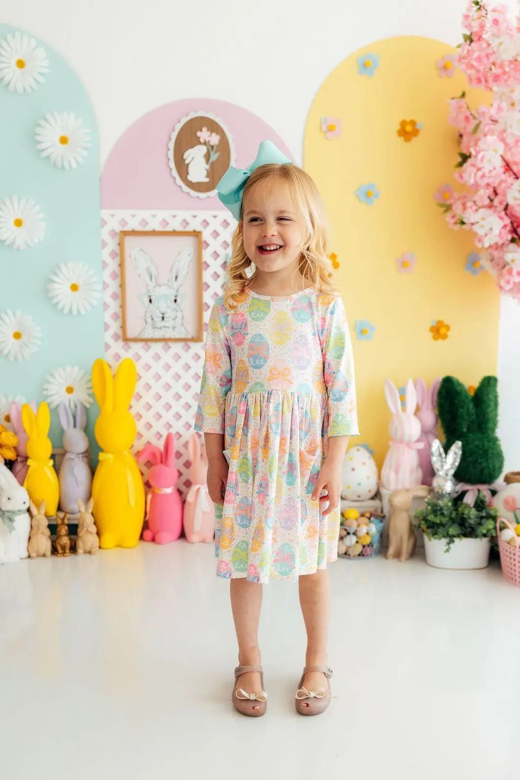 Mila & Rose ® Egg - stra Cute 3/4 Sleeve Pocket Twirl Dress - 