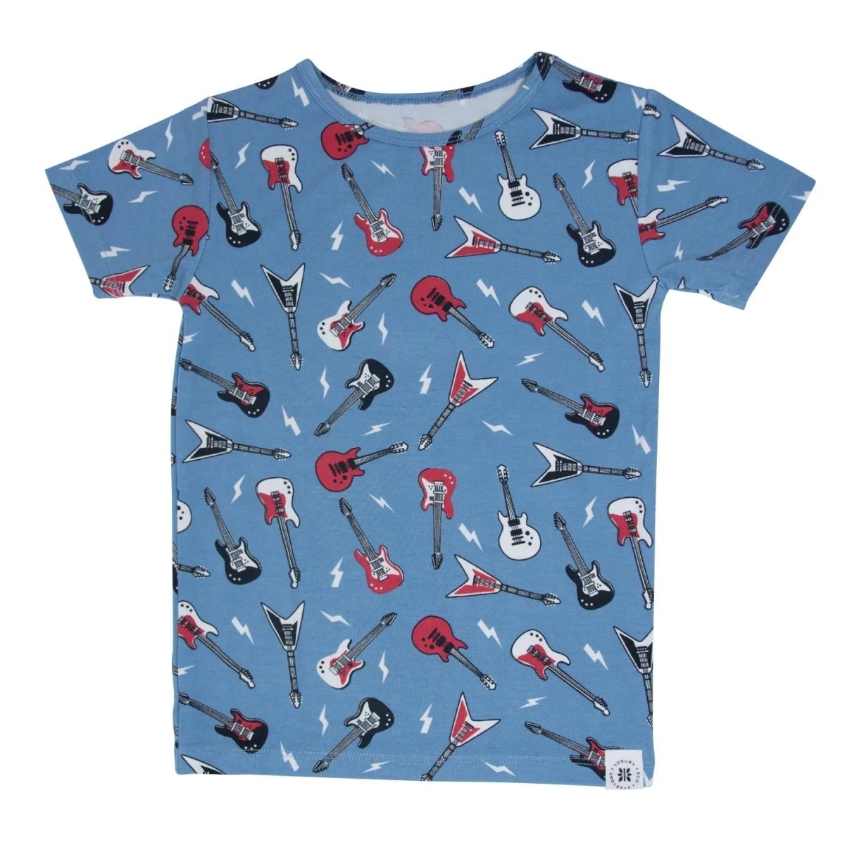 Sweet Bamboo Electric Guitars Pajama Set with Soft Fabric for Kids Summer Comfort - 