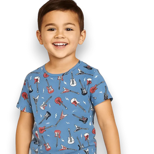 Electric Guitars Rockstar Summer Pajama Set for Kids Sweet Bamboo