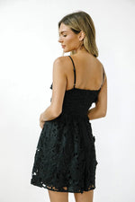 PinkBlush Elegant Black Floral Eyelet Mini Dress for Fashionable Women - 