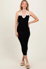 PinkBlush Elegant Black Midi Dress with Keyhole Cutout for Stylish Women - 