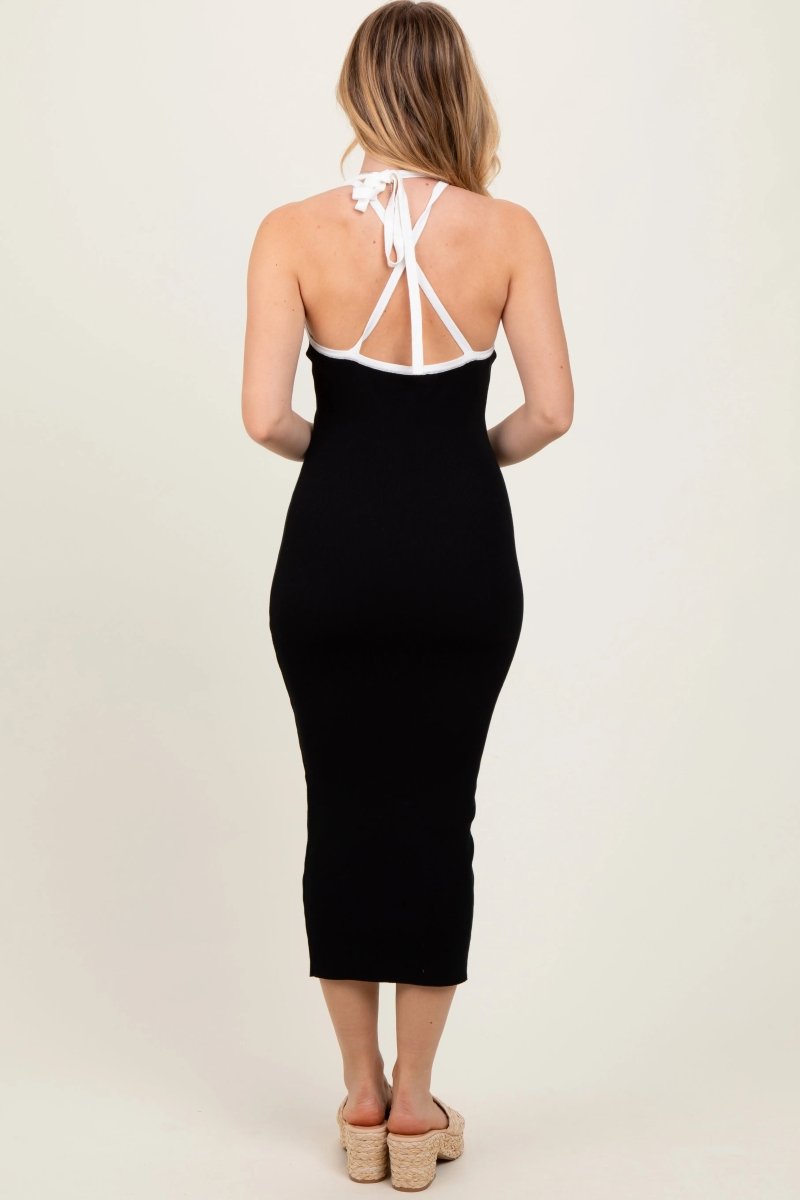 PinkBlush Elegant Black Midi Dress with Keyhole Cutout for Stylish Women - 