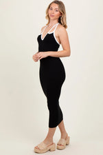 PinkBlush Elegant Black Midi Dress with Keyhole Cutout for Stylish Women - 