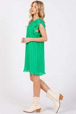 PinkBlush Elegant Chiffon Mini Dress with Flutter Sleeves for Casual Women - 