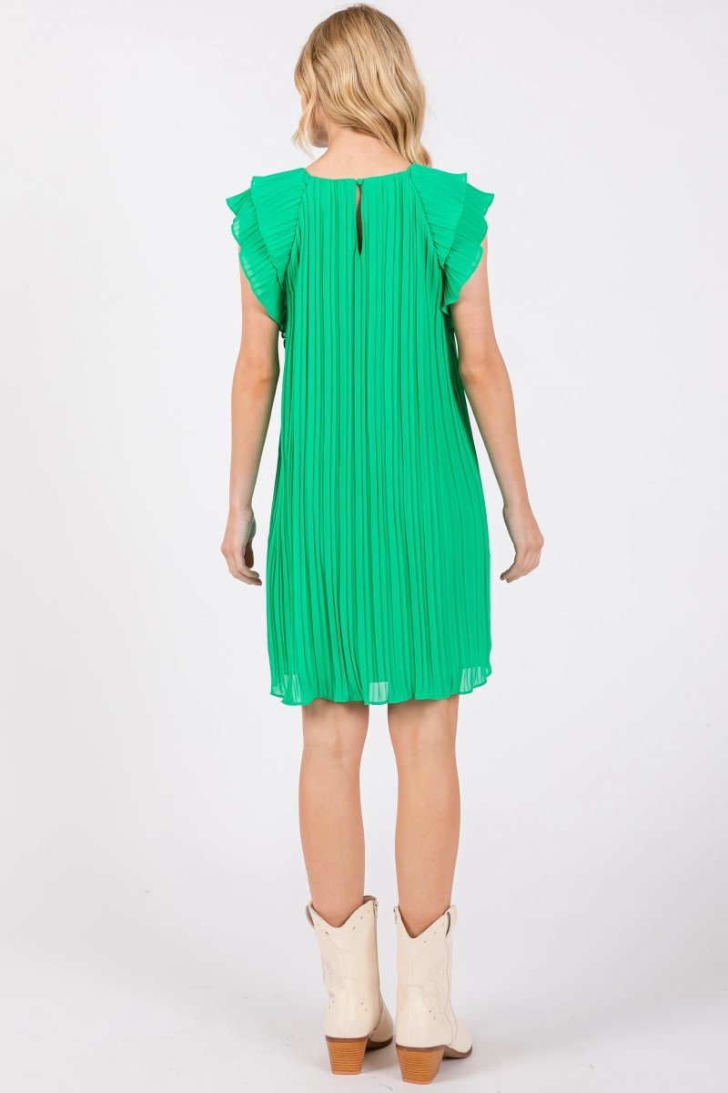 PinkBlush Elegant Chiffon Mini Dress with Flutter Sleeves for Casual Women - 