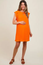 PinkBlush Elegant Chiffon Mini Maternity Dress with Flutter Sleeves for Expecting Moms - 