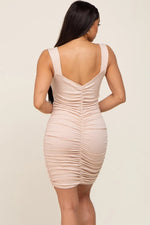 PinkBlush Elegant Cream Striped Ribbed Knit Dress with Front Cutout for Women - 