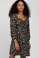 PinkBlush Elegant Floral Ruched Dress with Long Sleeves for Stylish Women - 