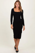 PinkBlush Elegant Knit Midi Dress with Side Slit for Stylish Women - 