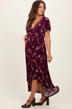 PinkBlush Elegant Maternity Maxi Dress with Floral Design for Expecting Mothers - 