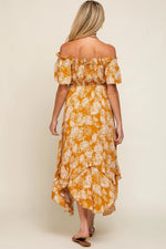 PinkBlush Elegant Maternity Midi Dress with Leaf Print for Expecting Mothers - 