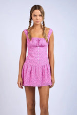 PinkBlush Elegant Pink Floral Mini Dress with Ruched Bust for Fashion - Forward Women - 