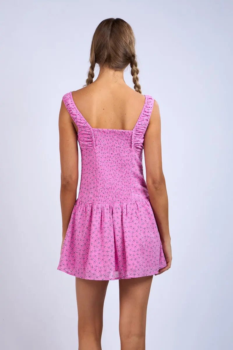 PinkBlush Elegant Pink Floral Mini Dress with Ruched Bust for Fashion - Forward Women - 