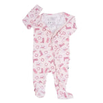 Sweet Bamboo Elegant Pink Ruffle Baby Footie with Two Way Zipper for Comfortable Play - 