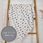 Organic Cotton Muslin Swaddle Blanket - Elephant Print by LollyBanks